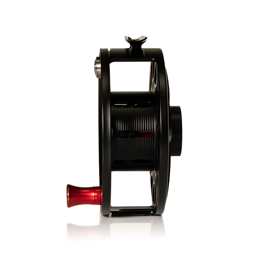 black and red fishing reel Hatch Outdoors